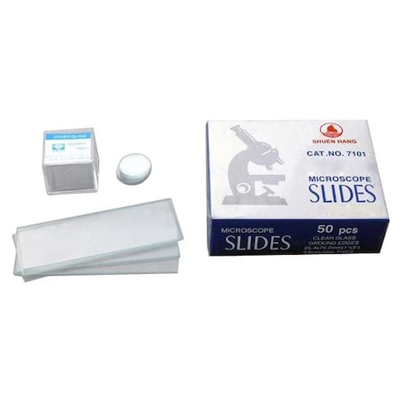 50 Blank Microscope Slides & 100 Circular Cover Slips